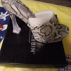 Cape Robbin Snakeskin Heels with Clear Heel